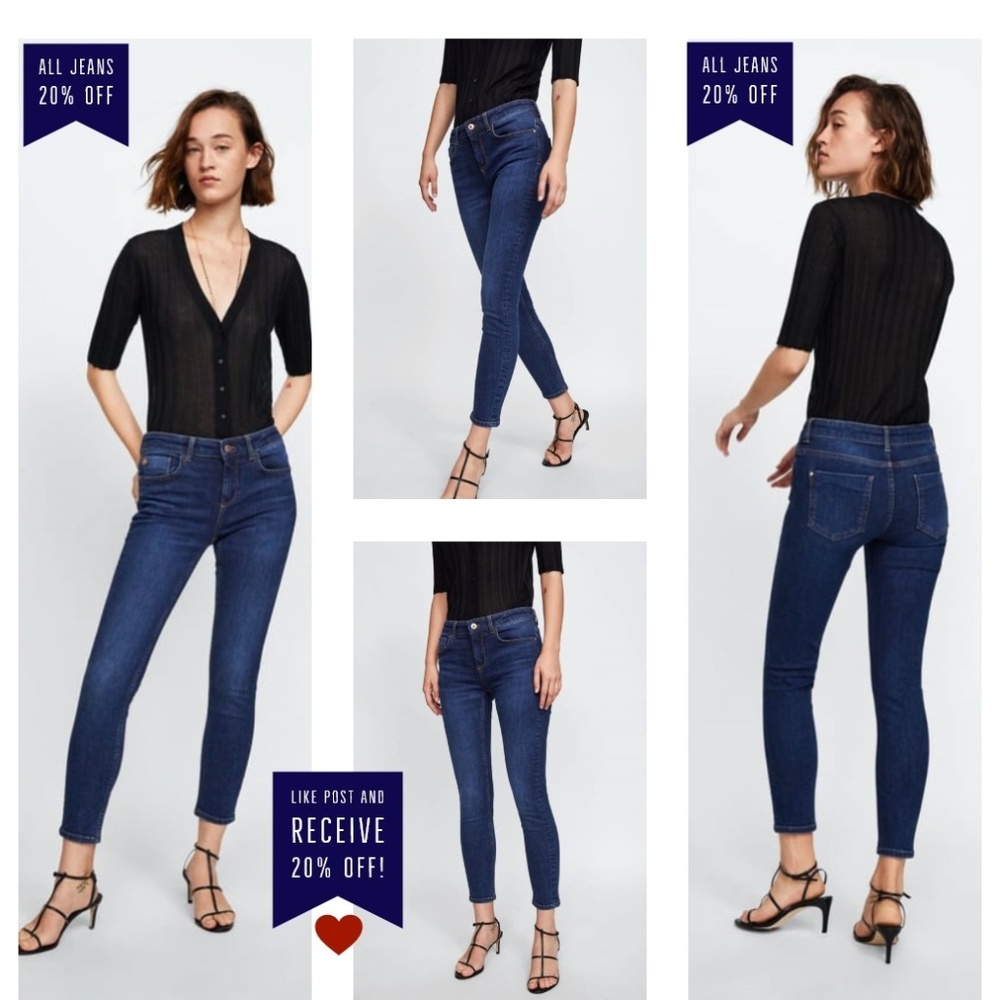 Zara Z1975 High-Rise Dark Wash Skinny Jeans, Sz 4